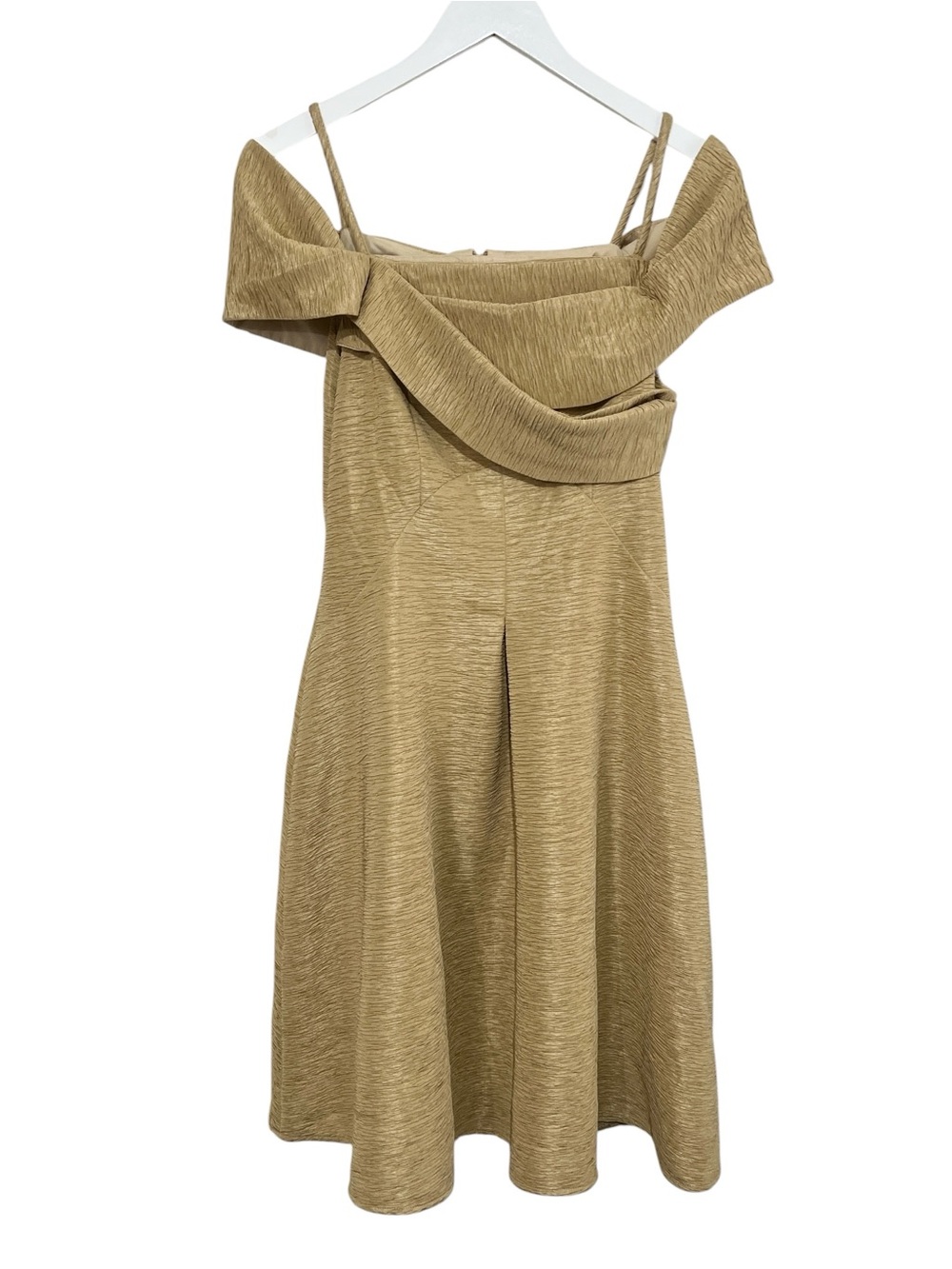 DVC Dolce Viva Collection Gold Off-Shoulder Draped Cocktail Dress Size Large